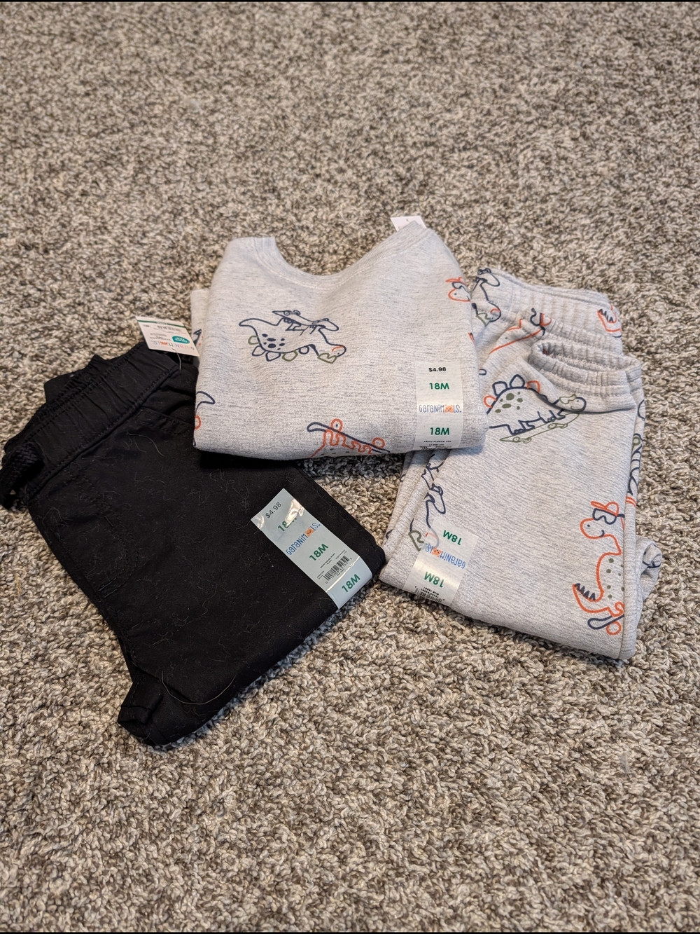 Garanimals Toddler Grey Dinosaur Jogger Set with Black Pants